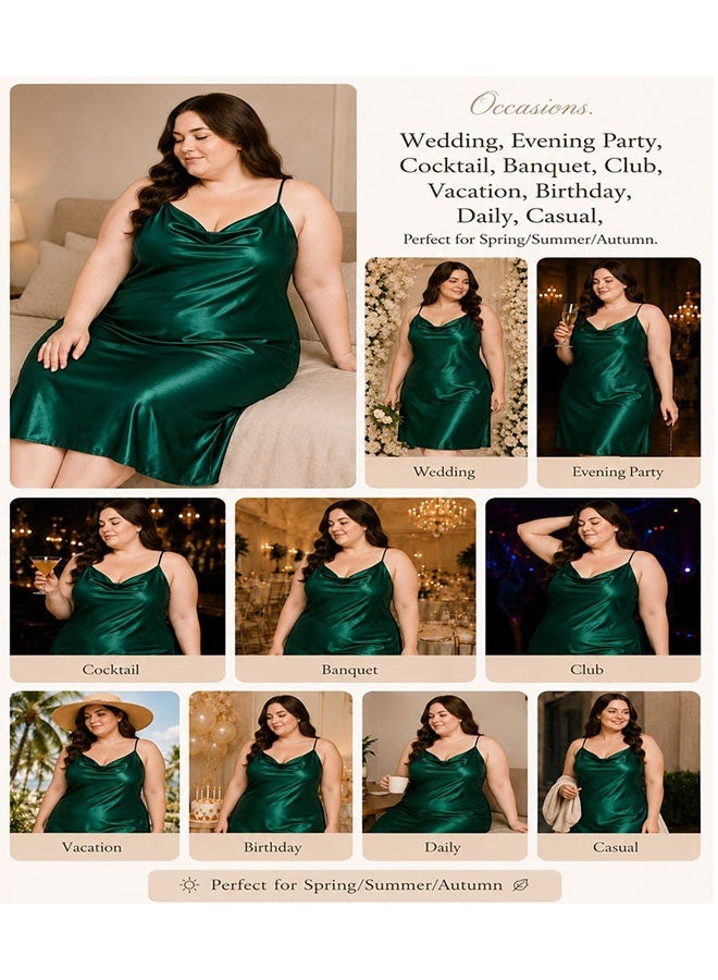 MARGOUN XL Silk Nightgown for Spring and Summer Pajamas with Suspenders Simple V-Neck Pajamas Women Pajama Nightgown Silk Plus Size Sleepwear Night Dress Green /XL(bust 110cm-116cm/waist 96cm-102cm) - Image 4