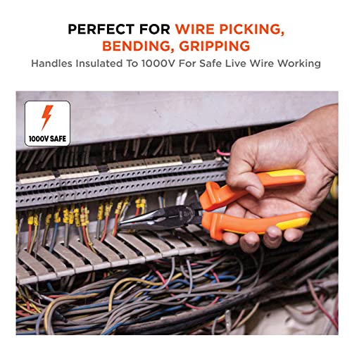 GROZ 7 inch Long Nose Insulation Plier with Insulation to 1000V AC| Ideal for Cutting & Gripping Wires Corrosion Resistant| Shockproof | Length: 175 mm| LNP/CV/7 - Image 5