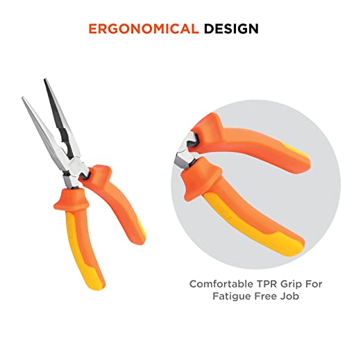 GROZ 7 inch Long Nose Insulation Plier with Insulation to 1000V AC| Ideal for Cutting & Gripping Wires Corrosion Resistant| Shockproof | Length: 175 mm| LNP/CV/7 - Image 4