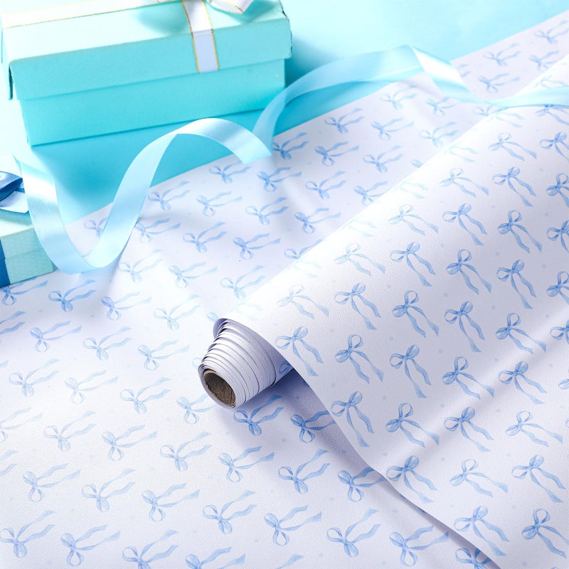 Drydiet Blue Bow Wallpaper Peel and Stick Contact Paper 15.8 x 118.1 in Blue Coquette Wallpaper Self Adhesive Removable Wall Sticker Paper for Home Locker Dorm Classroom Bedroom Living Room Decor - Image 3