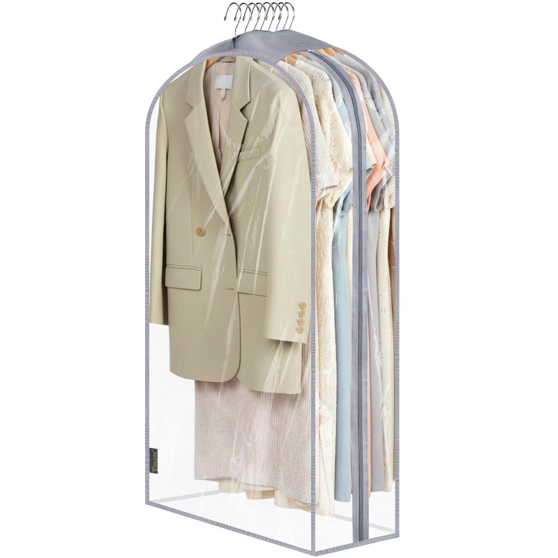 BALEINE 40'' Clear Garment Bags, 10.5'' Wide PEVA Suit Bag for Closet Clothes Dresses Suit Coats Storage (Clear, 1PK) - Image 1