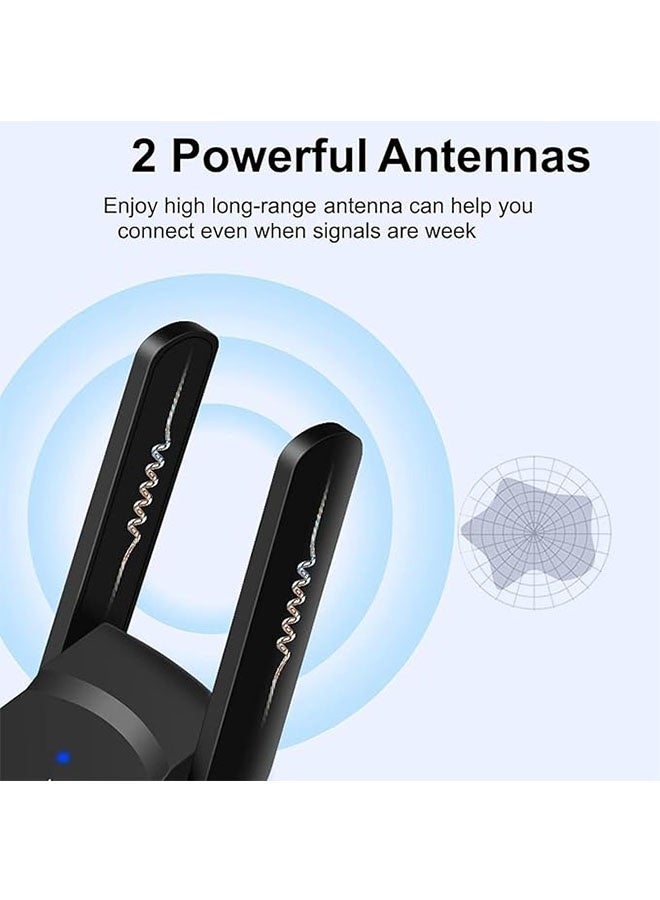 1300 ميغابايت في الثانية محول واي فاي USB ، جهاز استقبال شبكة لاسلكية مزدوجة النطاق 5G / 2.4G ، إنترنت سريع لجهاز سطح المكتب والكمبيوتر المحمول والكمبيوتر الشخصي ، ألعاب سلسة ، البث والعمل عبر الإنترنت - Image 2
