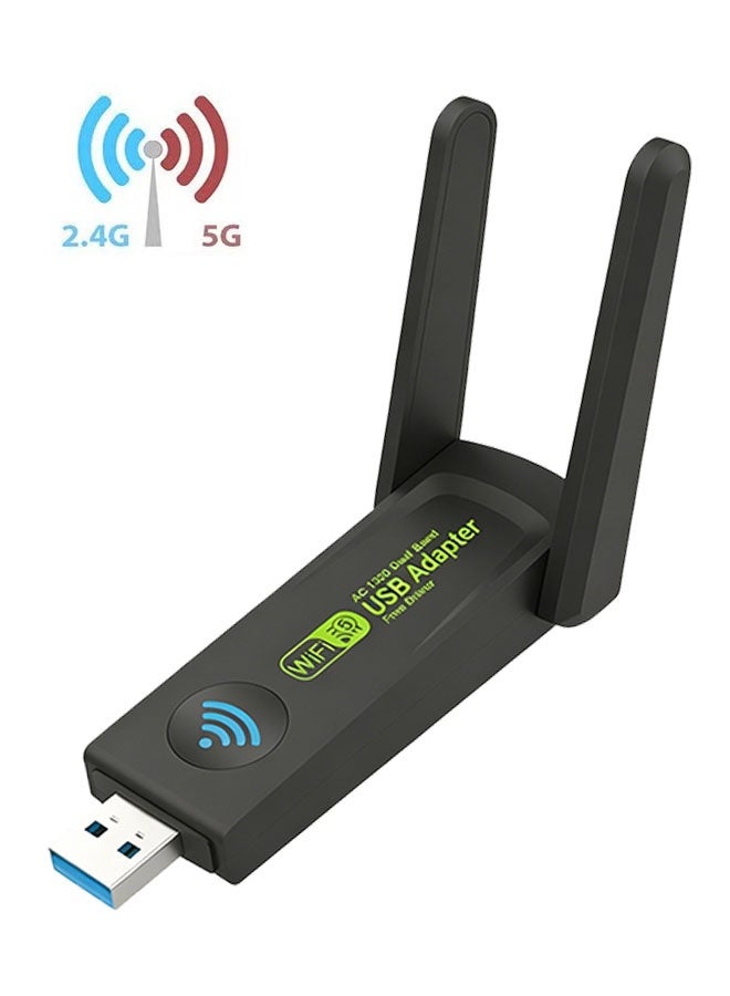 1300 ميغابايت في الثانية محول واي فاي USB ، جهاز استقبال شبكة لاسلكية مزدوجة النطاق 5G / 2.4G ، إنترنت سريع لجهاز سطح المكتب والكمبيوتر المحمول والكمبيوتر الشخصي ، ألعاب سلسة ، البث والعمل عبر الإنترنت - Image 1