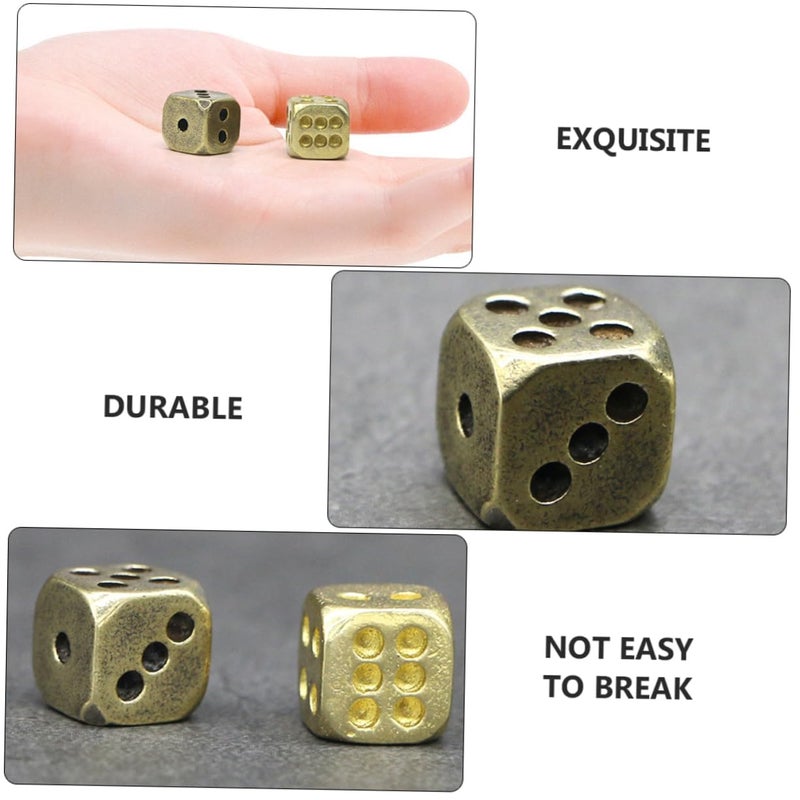 Vintage Brass Dice Set 4 Pieces Rounded Corner Game Props For Home Bar Decor - Image 3