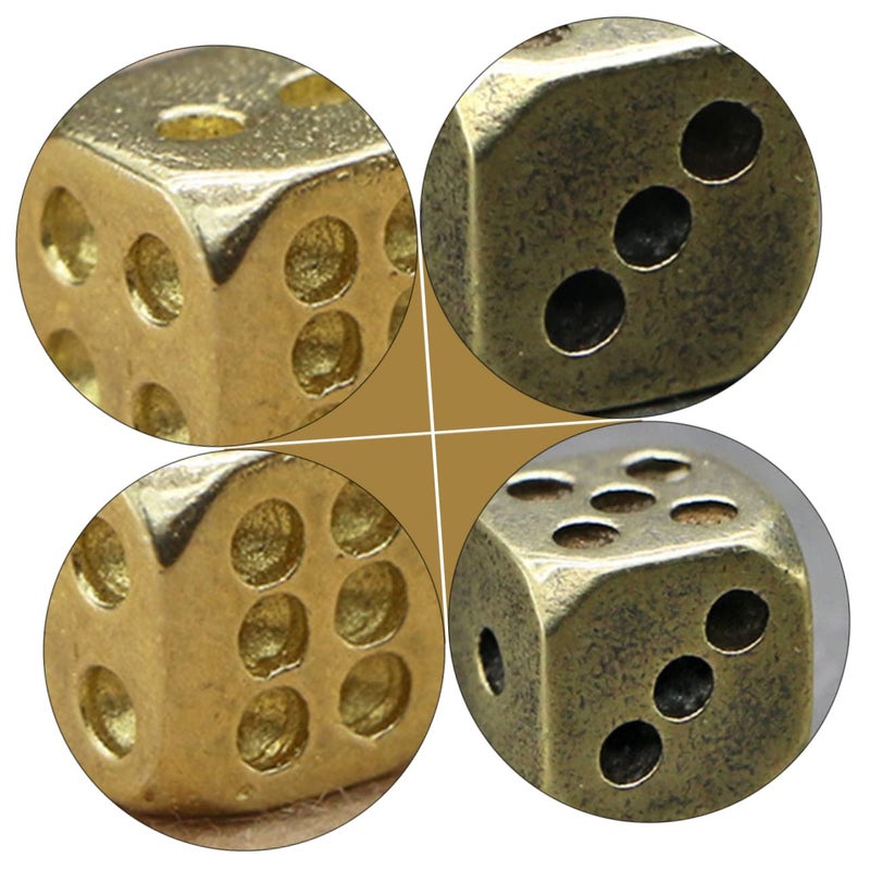 Vintage Brass Dice Set 4 Pieces Rounded Corner Game Props For Home Bar Decor - Image 4