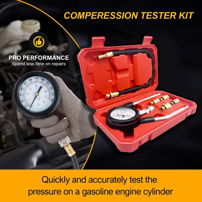Black Cylinder Pressure Gauge Kit 0 300 PSI with M10 M12 M14 M18 Adapter - Image 4
