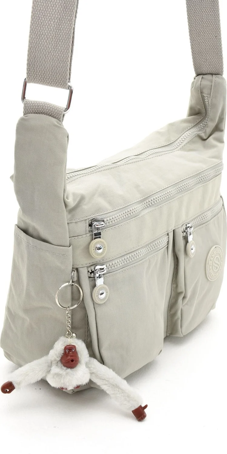 Sanmorris Women's Large Size Waterproof Parachute Fabric Shoulder Bag with Compartments