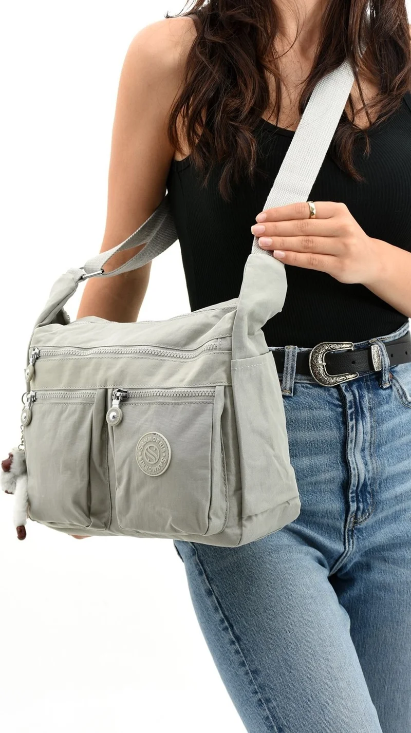 Sanmorris Women's Large Size Waterproof Parachute Fabric Shoulder Bag with Compartments