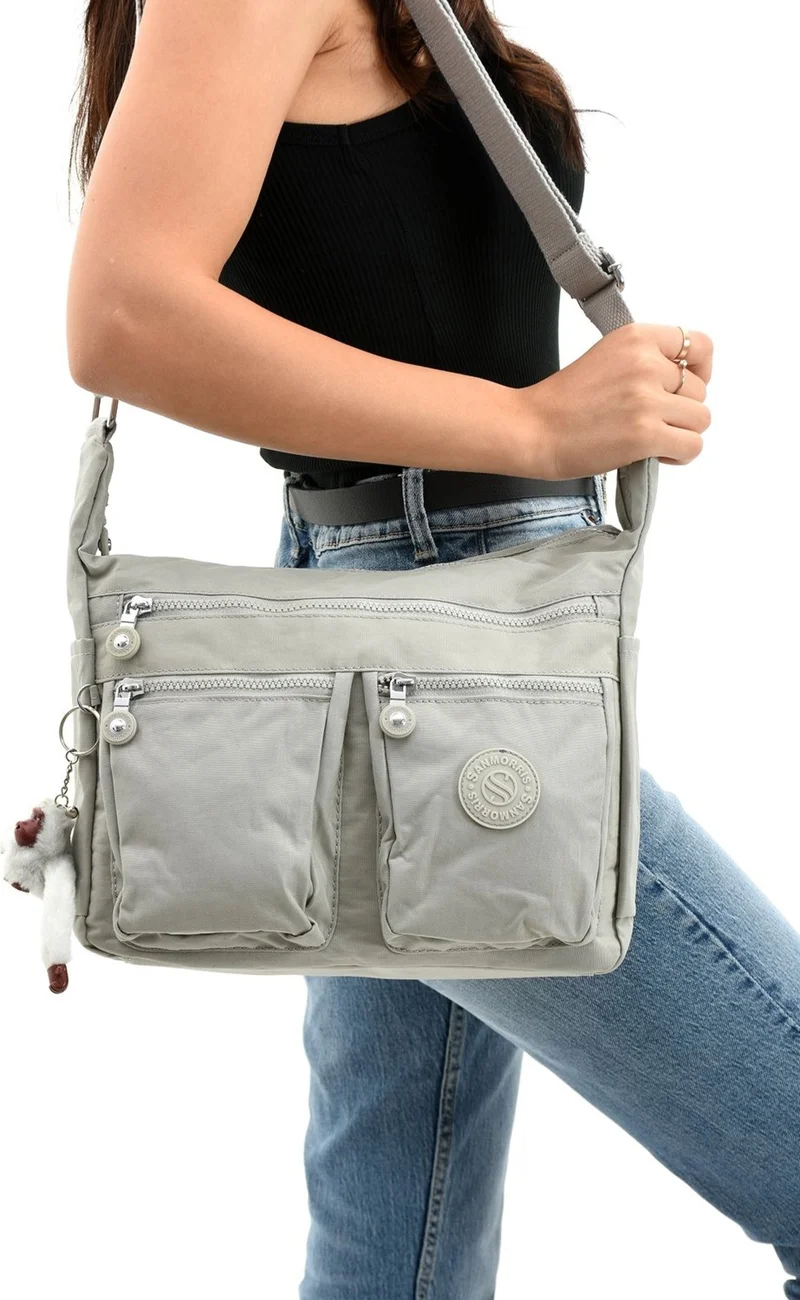 Sanmorris Women's Large Size Waterproof Parachute Fabric Shoulder Bag with Compartments