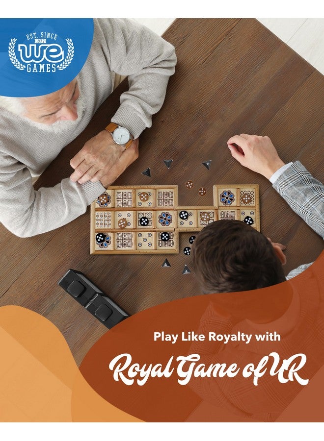 WE Games Royal Game of UR - Ancient Strategy Two-Player Board Game with 13.5” x 5.5” Wood Board & Storage Drawers, Ideal for History Enthusiasts - Image 2