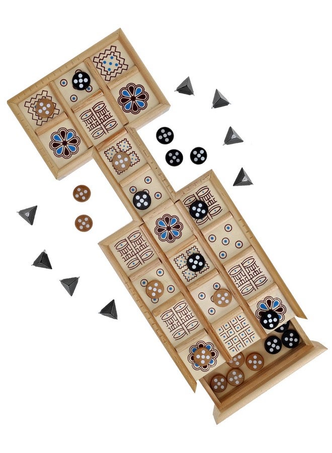 WE Games Royal Game of UR - Ancient Strategy Two-Player Board Game with 13.5” x 5.5” Wood Board & Storage Drawers, Ideal for History Enthusiasts - Image 1