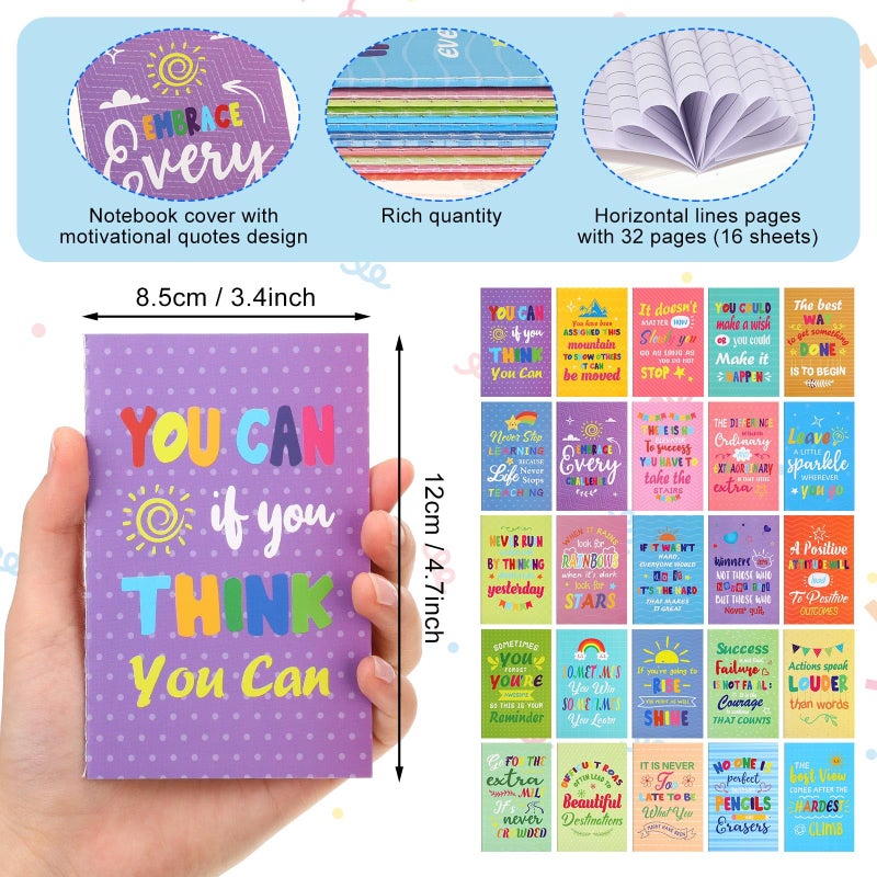 Sabary 100 Pcs Inspirational Notepads Ballpoint Pens Sets Mini Motivational Pocket Notebooks Journals Bulk Christmas Teacher Appreciation Gifts for Office Supplies(Colorful Style) - Image 2