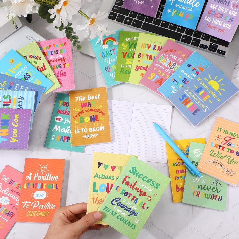 Sabary 100 Pcs Inspirational Notepads Ballpoint Pens Sets Mini Motivational Pocket Notebooks Journals Bulk Christmas Teacher Appreciation Gifts for Office Supplies(Colorful Style) - Image 4