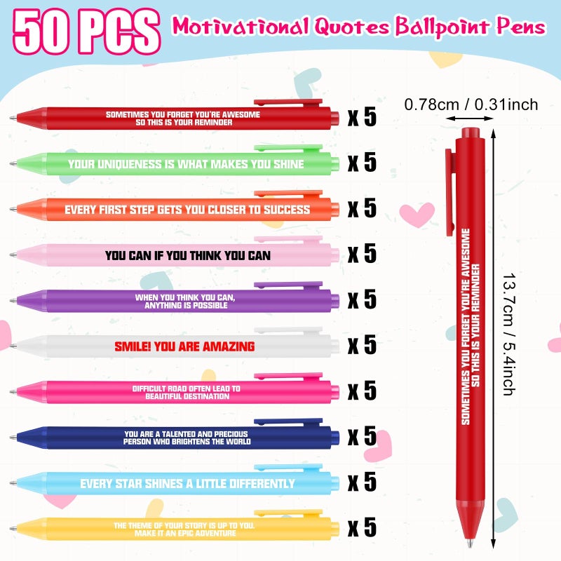 Sabary 100 Pcs Inspirational Notepads Ballpoint Pens Sets Mini Motivational Pocket Notebooks Journals Bulk Christmas Teacher Appreciation Gifts for Office Supplies(Colorful Style) - Image 3