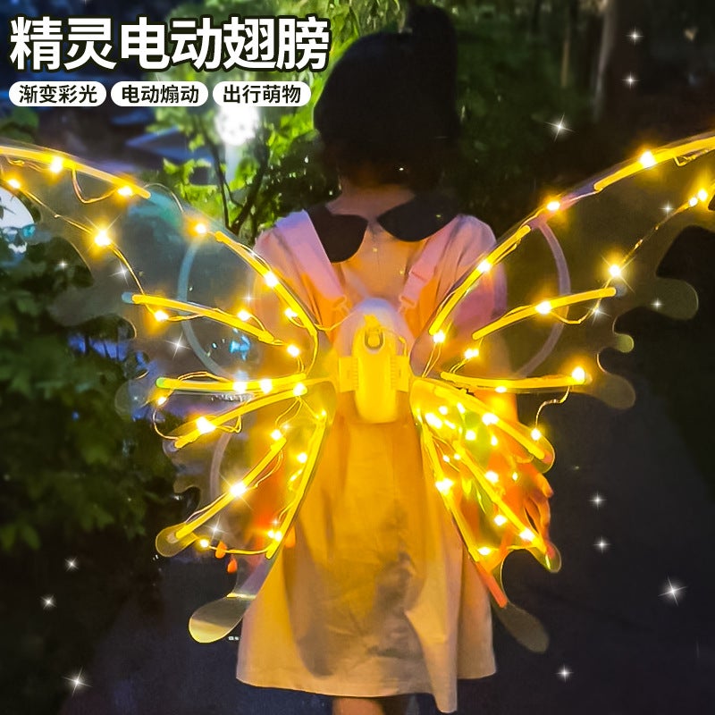 Electric Butterfly Wings Back Decoration Night Market Luminous Girl Toy Internet Celebrity Children'S Angel Moves Elf Wings Gift - Image 2