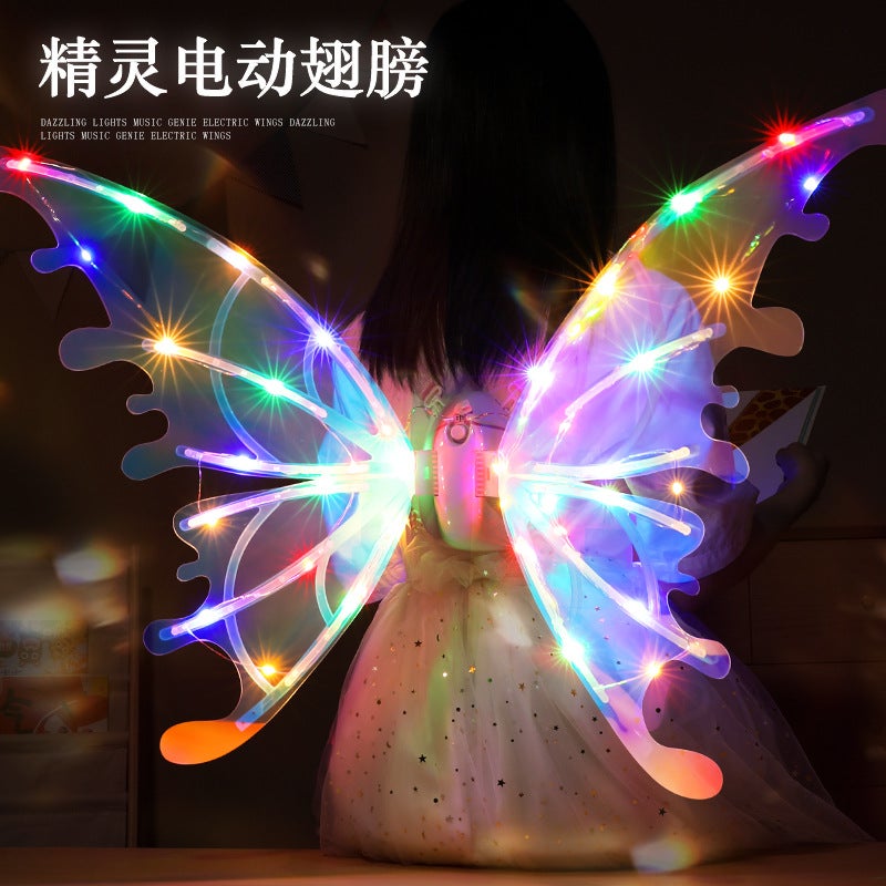 Electric Butterfly Wings Back Decoration Night Market Luminous Girl Toy Internet Celebrity Children'S Angel Moves Elf Wings Gift - Image 3