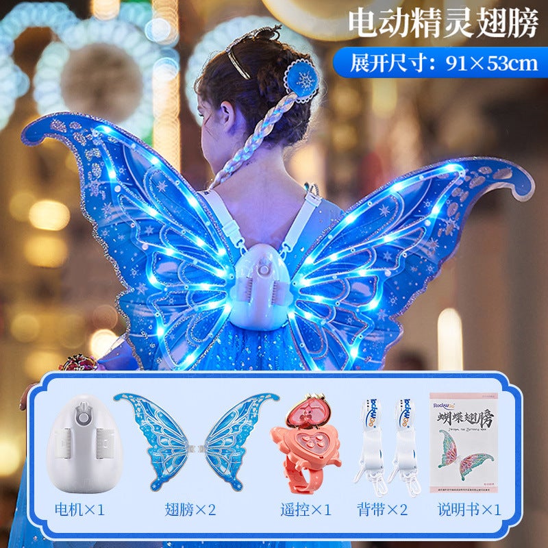Electric Butterfly Wings Back Decoration Night Market Luminous Girl Toy Internet Celebrity Children'S Angel Moves Elf Wings Gift - Image 1