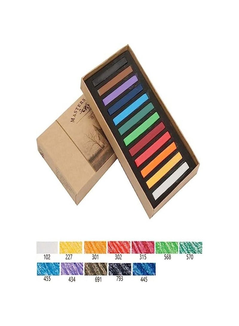 Soft Pastel Set, Square Pastel Crayons Square Artist Pastel Set, Non-Toxic, Box of 12 - Image 1