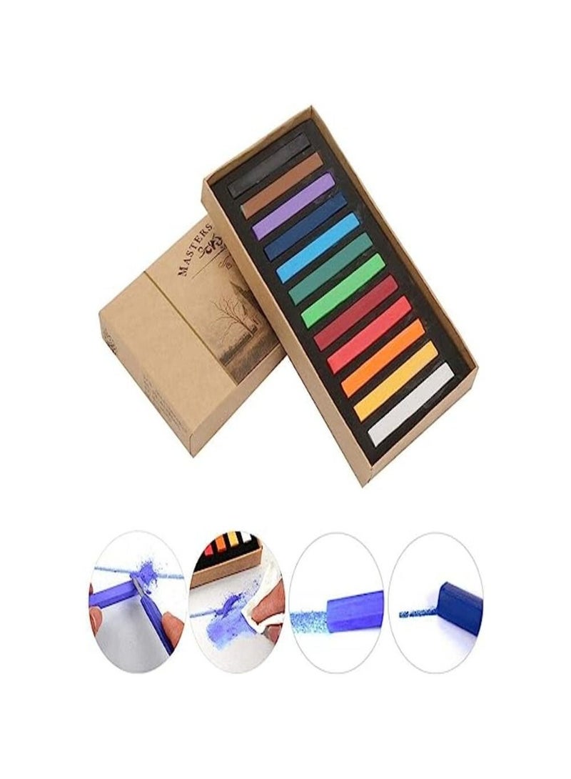 Soft Pastel Set, Square Pastel Crayons Square Artist Pastel Set, Non-Toxic, Box of 12 - Image 3