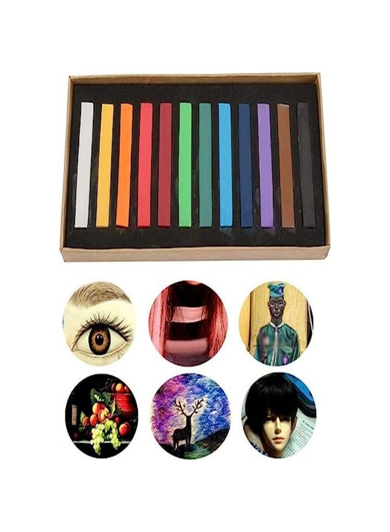 Soft Pastel Set, Square Pastel Crayons Square Artist Pastel Set, Non-Toxic, Box of 12 - Image 4