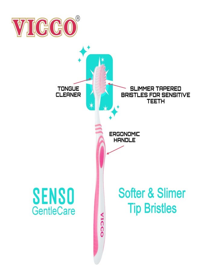 VICCO Oral Care, Senso Gentle Care Sensitive Toothbrush, Pack of 4, Set of 2, Softer & Slimmer Bristles - Image 3