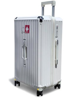 SWISSCASE Hardshell Suitcase, 28-Inches, Lightweight PC Luggage with Double Spinner Wheels, BTL-A001 White  - Image 3