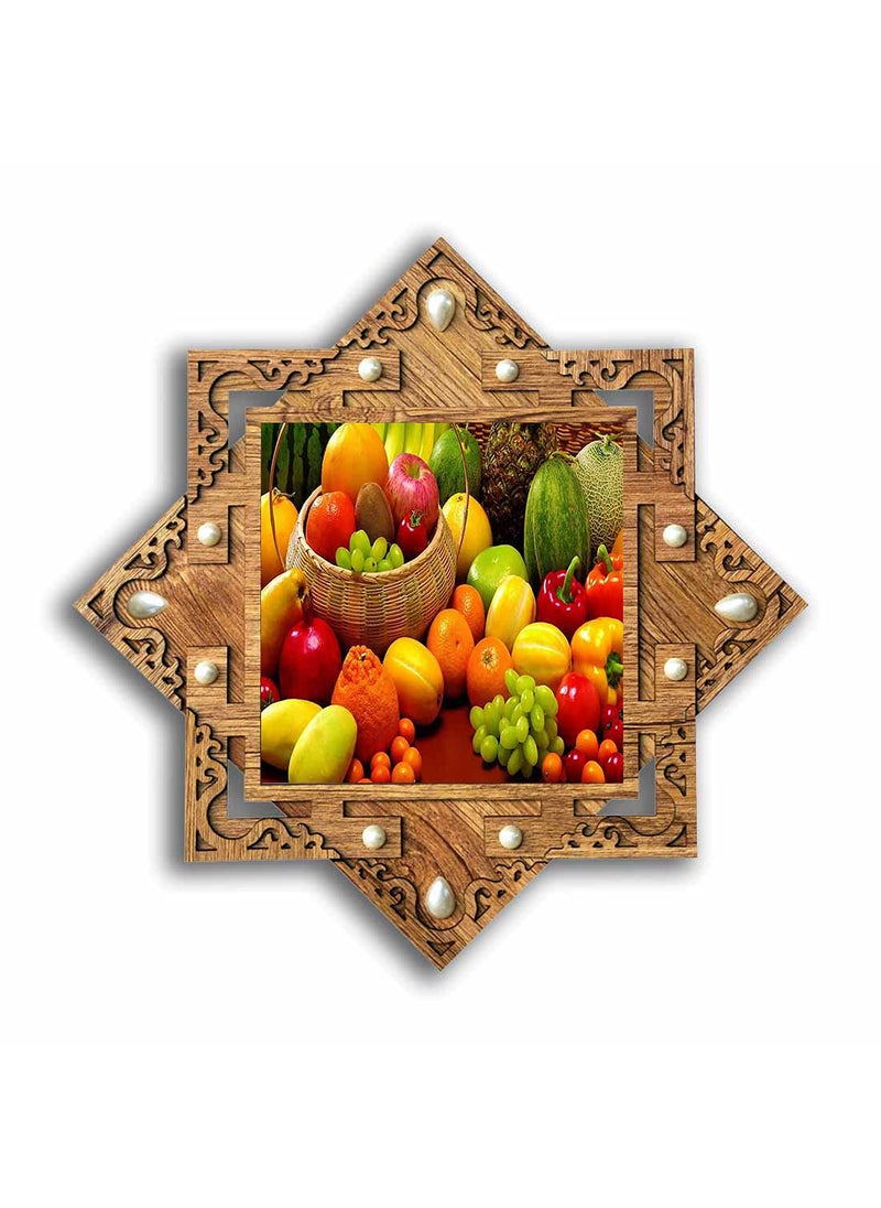 PNF - pnf Poster And Frames Fruits & Vegetables Photo Hand Crafted Star Shaped Wooden Photo Frame | Living, Bedroom | Home Decoration | Best Gifting Option -25378 - Image 1