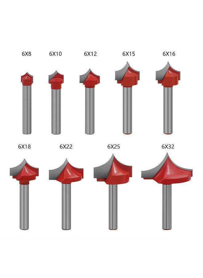 Router Bits Groove Point Cutting Round Edge 6mm Shank 16mm Blade Diameter for Woodworking Milling Cutter Tool