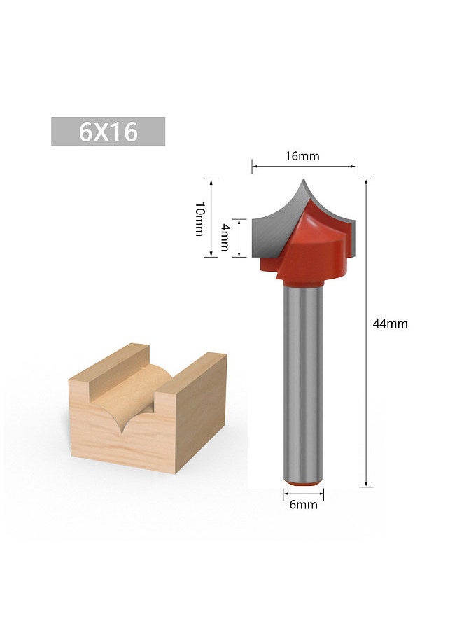 Router Bits Groove Point Cutting Round Edge 6mm Shank 16mm Blade Diameter for Woodworking Milling Cutter Tool
