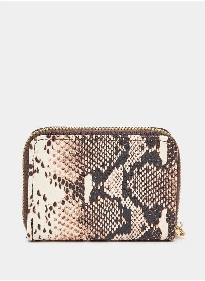 Styli Snakeskin Print Zip Around Wallet