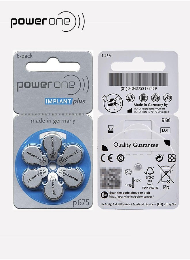 Power One - Pack of 12 Cochlear Implant Batteries, 1.45V, Original and High Performance - Image 1