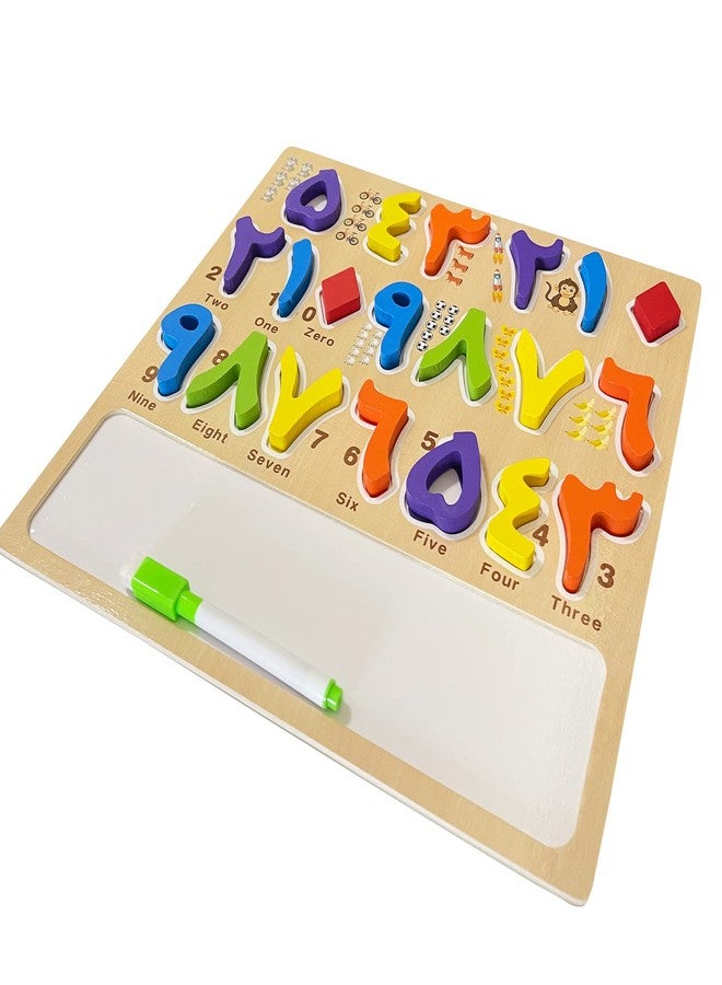 MINMEER Arabic Numbers Wooden Puzzles for Toddlers, Learn Arabic Numbers for Kids, Arabic Toys Montessori Educational Puzzles - Image 3