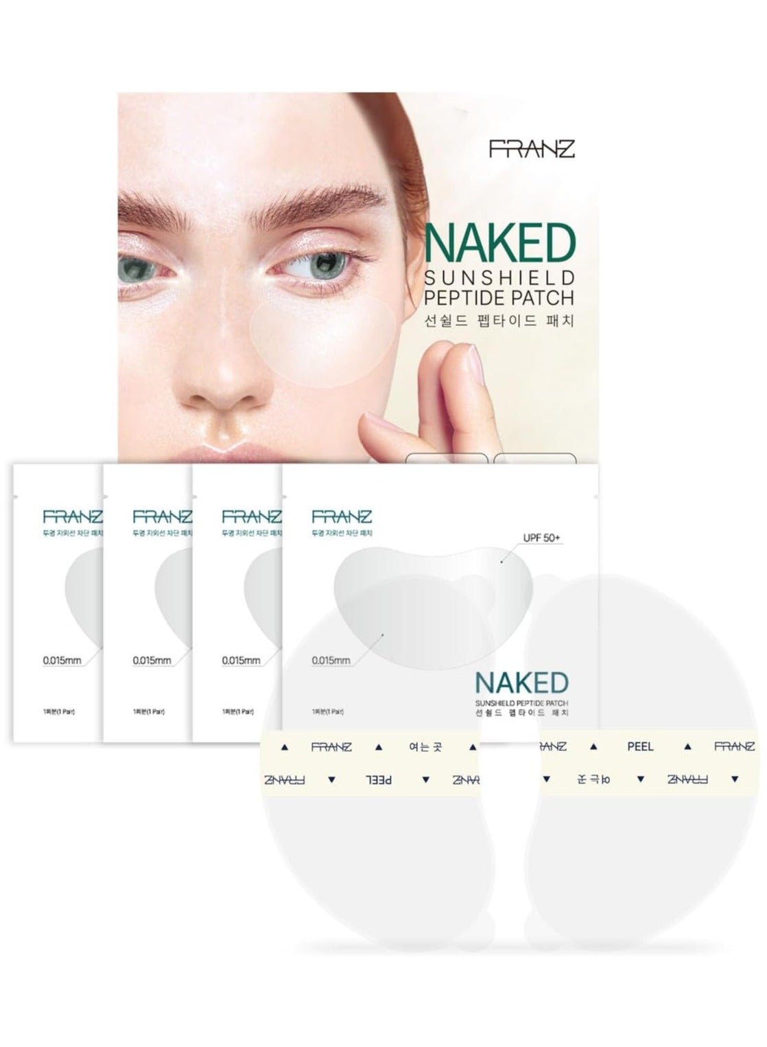 FRANZ UV Protection Peptide Sun Patches, Ultra-Thin Sunshield for Face, 4 Pairs (Regular Size), Anti-Aging & Skin Rejuvenation, Perfect for Outdoor Sports – Golf, Hiking, Driving, Korean Skincare