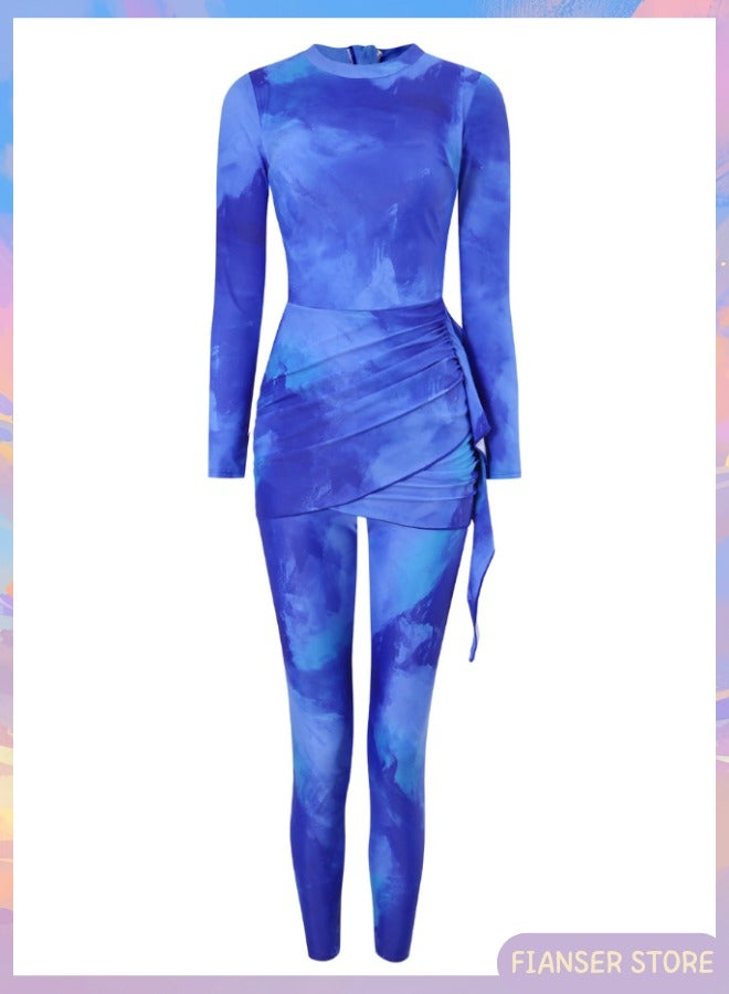 فيانسر بوركيني ملابس سباحة طقم سباحة مكون من قطعتين بأكمام طويلة تصميم على شكل فستان تغطية كاملة ملابس شاطئ موضة محتشمة محافظة إسلامية للمسلمات كلاسيكية ملابس عربية حماية من الشمس والأشعة فوق البنفسجية بدلة غوص بدلة ركوب الأمواج تجف بسرعة زي سباحة بسحاب، بنطال طويل - Image 5