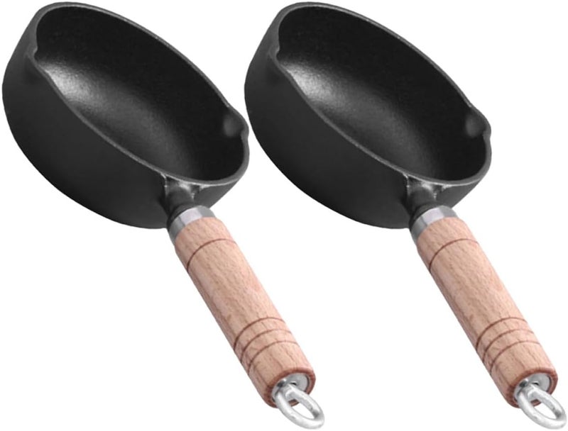 مقلاة صغيرة من الحديد الزهر من Toyvian، عدد 2 قطعة، قطر 11 سم، غير لاصقة، مناسبة لصب الزيت وتحضير البيض والأومليت في المطبخ. - Image 1