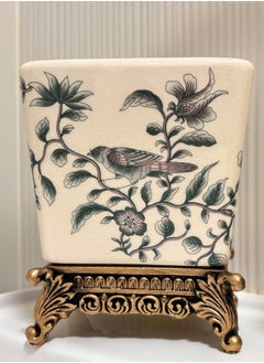 bbet Toothbrush Holder, Ceramic Bathroom Accessories, Artistic Home Decor (Drain Green Bird Spring)  - Image 1