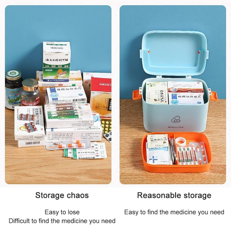 ويوبلز غطاء قفل لصندوق الأدوية المنزلية مع مقبض، مصنوع من مواد قوية وخفيفة الوزن (24*15.5 سم، أزرق) - Image 3