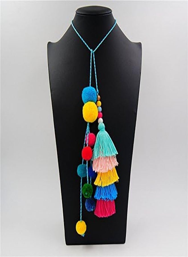 QTMY Pom Pom Tassel Long Bag Pendant Charm Keyring Keychain for Women Purse Handbag Decor - Image 2