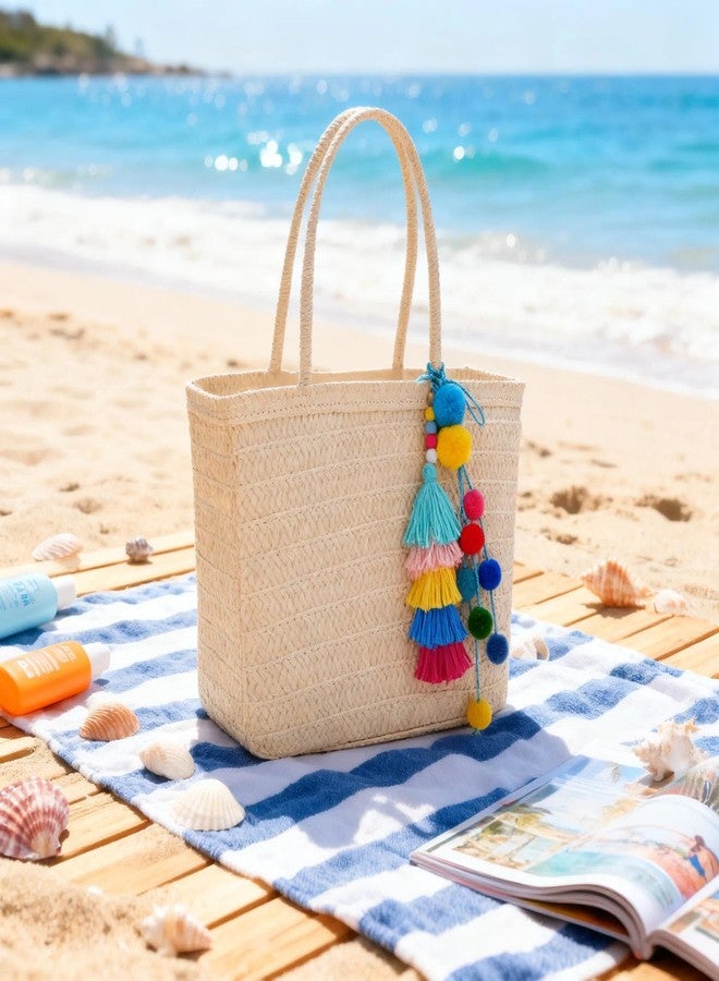 QTMY Pom Pom Tassel Long Bag Pendant Charm Keyring Keychain for Women Purse Handbag Decor - Image 3