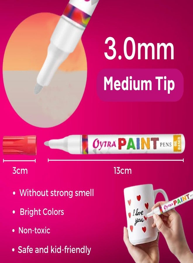 Oytra Permanent Paint Pen Waterproof Marker Pens Combo for Wood Ceramics Steel Glass Tyre Blackboards for Artists For Gifting Stationery (Black, Purple,Orange, Pink, Brown) - Image 2