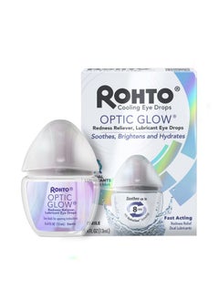 Rohto Optic Glow Whitening, Lubricant Eye Drops, Whitens, Brightens, and Hydrates Red Eyes, Fast-Acting Formula, Sterile Eye Drops, 0.4 fl oz Bottle  - Image 1