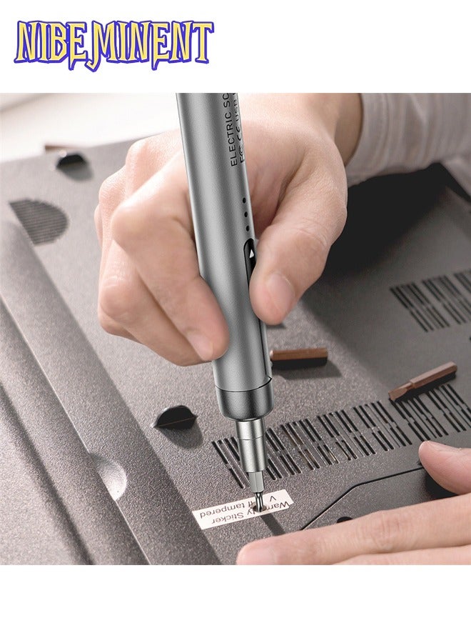 NIBEMINENT 46 in 1 Mini Electric Screwdriver Set with 38 Magnetic Precision Bits, USB Powered Rechargeable Lithium Battery, Portable Tool Kit for Home Use, Precision Repair Tool Kit for Phone, Laptop, Camera, Watch, Computer（Black） - Image 2