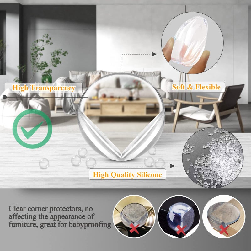 Gudui 20 Pack Corner Protector Baby Proofing Safety Corner Guards for Furniture Clear Edge Protectors Bumper Child Proof Large Silicone Corner Covers Cushion for Table Desk Fireplace Against Sharp Corner - Image 3
