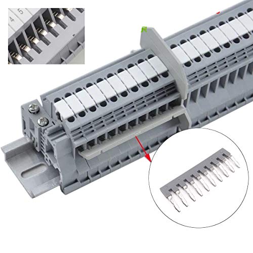 Erayco 10Pcs EB10-6 DIN Rail Terminal Block Press-Fit Jumper, Insert-Pull Bridging Matching UK-2.5B UK5N UDK4 UKK5 External Bridge Copper Jumpers 10 Pole - Image 2