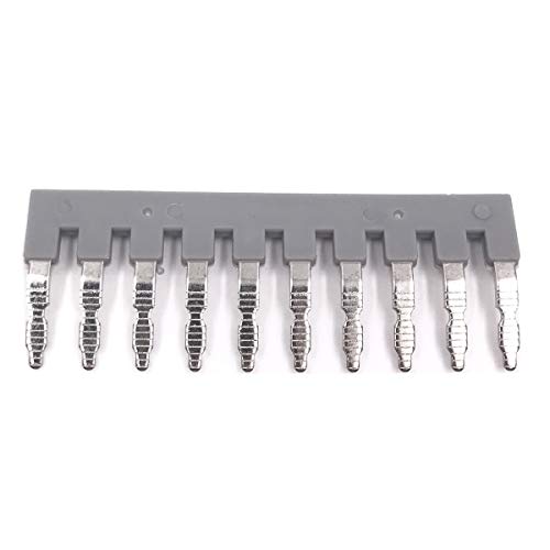 Erayco 10Pcs EB10-6 DIN Rail Terminal Block Press-Fit Jumper, Insert-Pull Bridging Matching UK-2.5B UK5N UDK4 UKK5 External Bridge Copper Jumpers 10 Pole - Image 1
