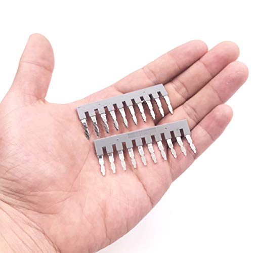 Erayco 10Pcs EB10-6 DIN Rail Terminal Block Press-Fit Jumper, Insert-Pull Bridging Matching UK-2.5B UK5N UDK4 UKK5 External Bridge Copper Jumpers 10 Pole - Image 4