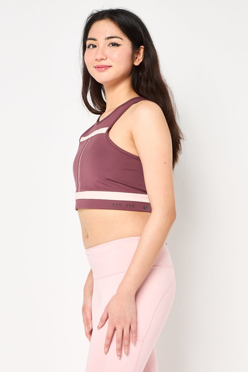 Nike Women Brand Logo Lightly Padded Training Bra, Mauve - Image 3