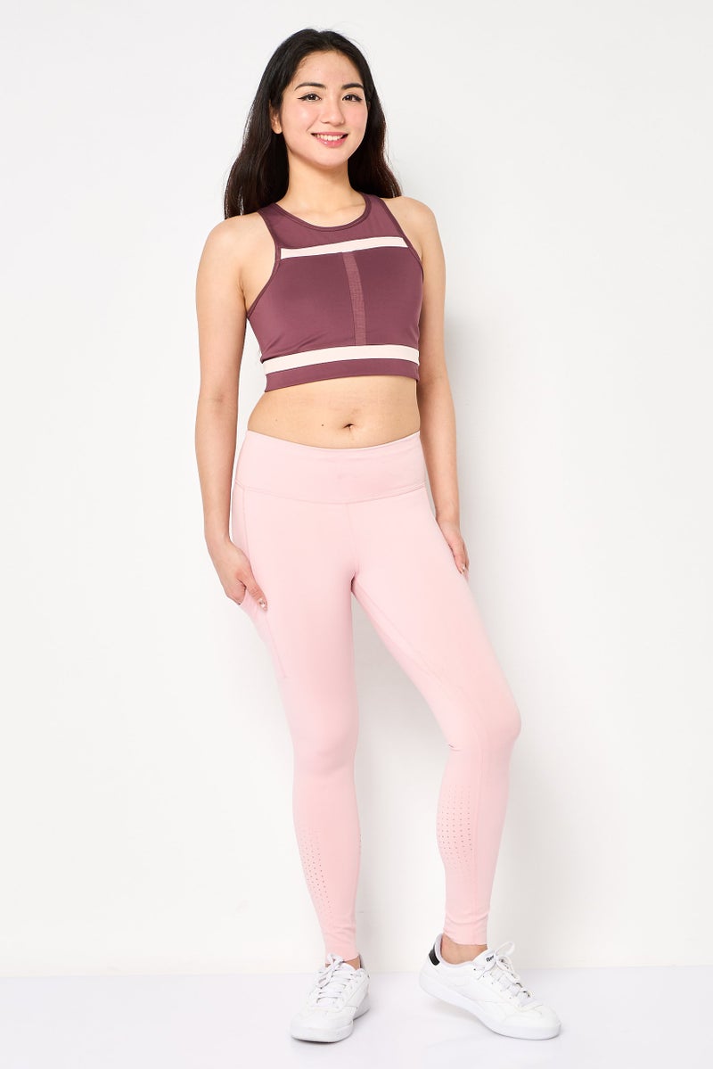 Nike Women Brand Logo Lightly Padded Training Bra, Mauve - Image 2