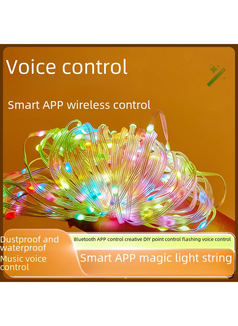 Generic - RGB Magic Color Leather Line Light String LED Intelligent Point Control Voice Control Christmas Light Bluetooth APP Control DIY Decorative Marquee[5 m 50 lamp] waterproof battery box Amazon exclusive patent [5 m 50 lamp] waterproof battery box Amazon exclusive patent - Image 1