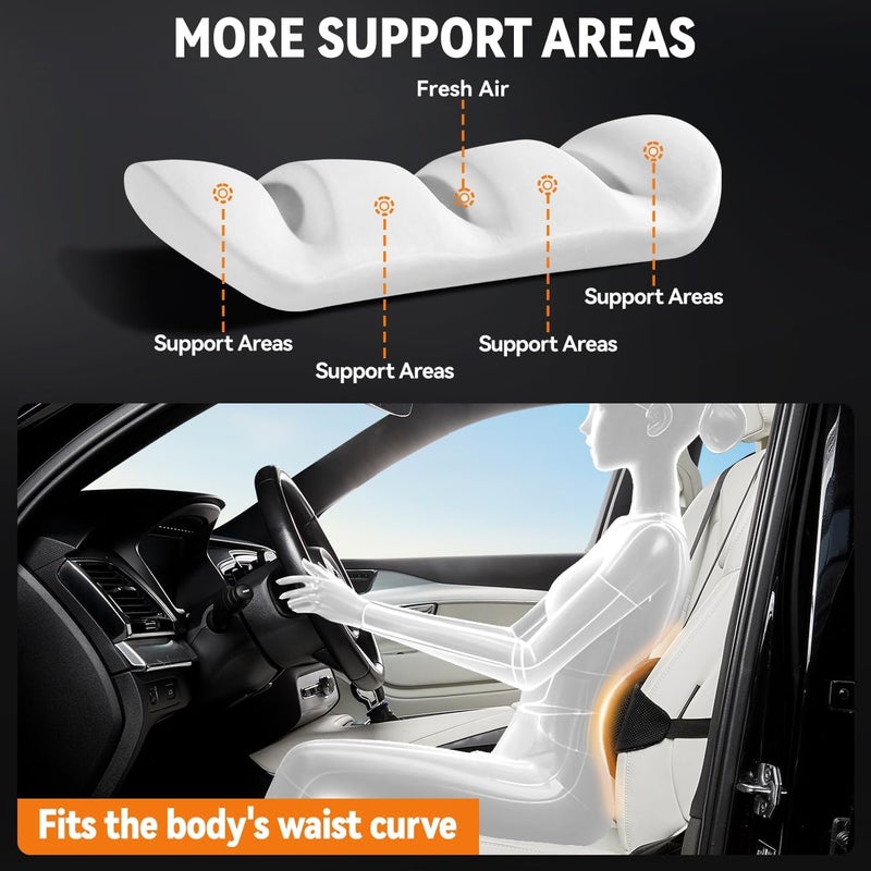 Veitail Lumbar Support Pillow for Car,Back Support for Car Seat Cushion,Adjustable Straps Securely Fixed Car Lumbar Support Pillow for Office Chair (Beige) - Image 4